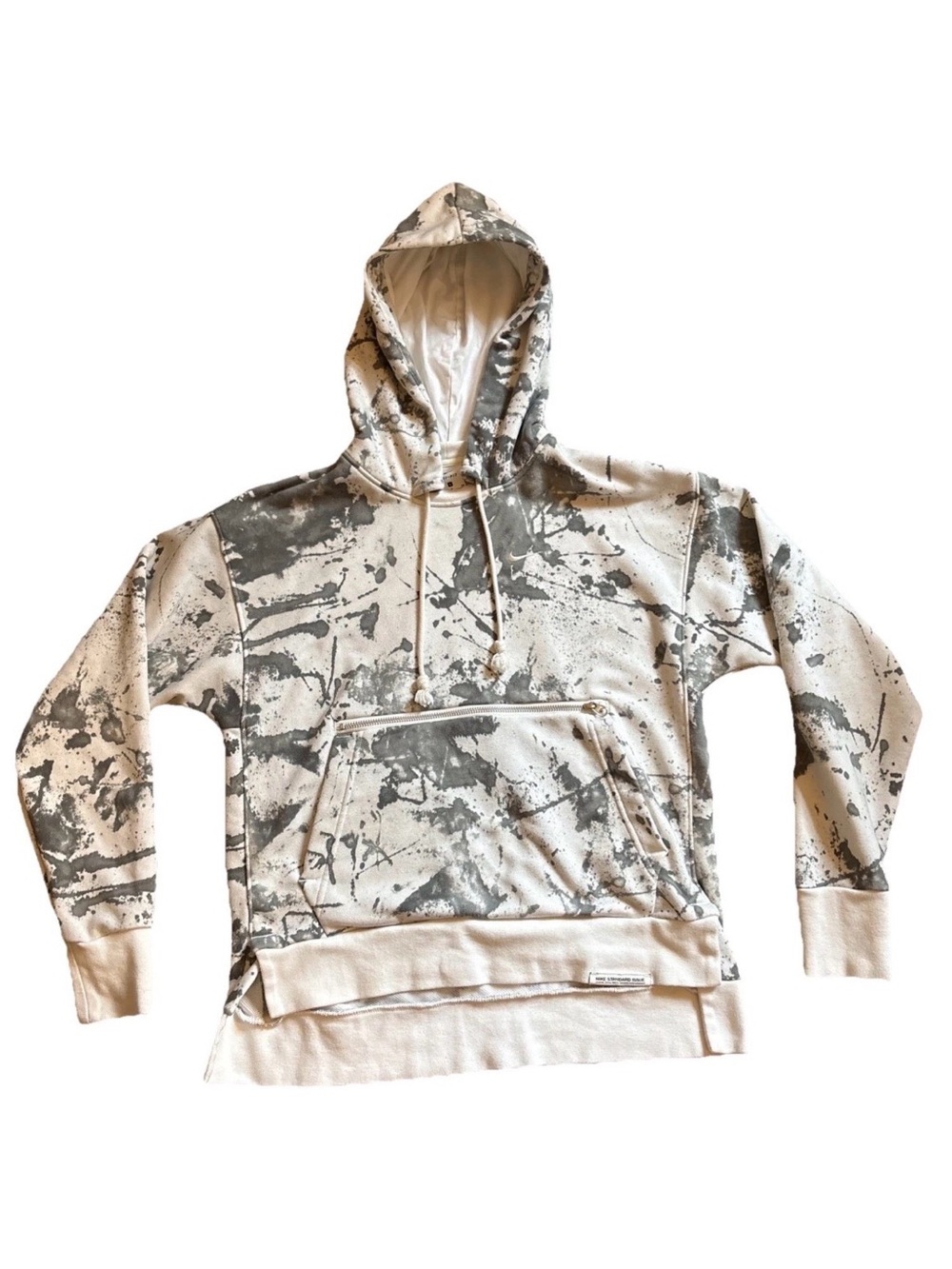 Nike Dri-Fit Fly Standard Issue Hoodie White Gray Tie Dye Splatter Sweatshirt